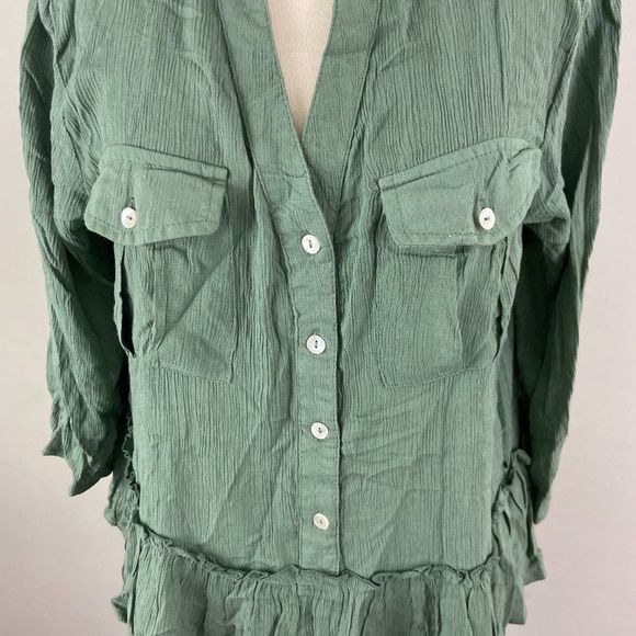 NWT DEREK HEART Green‎ Boho Shirt (L) - Picture 5 of 9